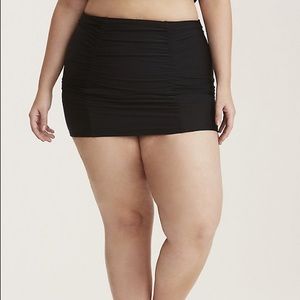 High-waist tummy control ruche swim skirt torrid